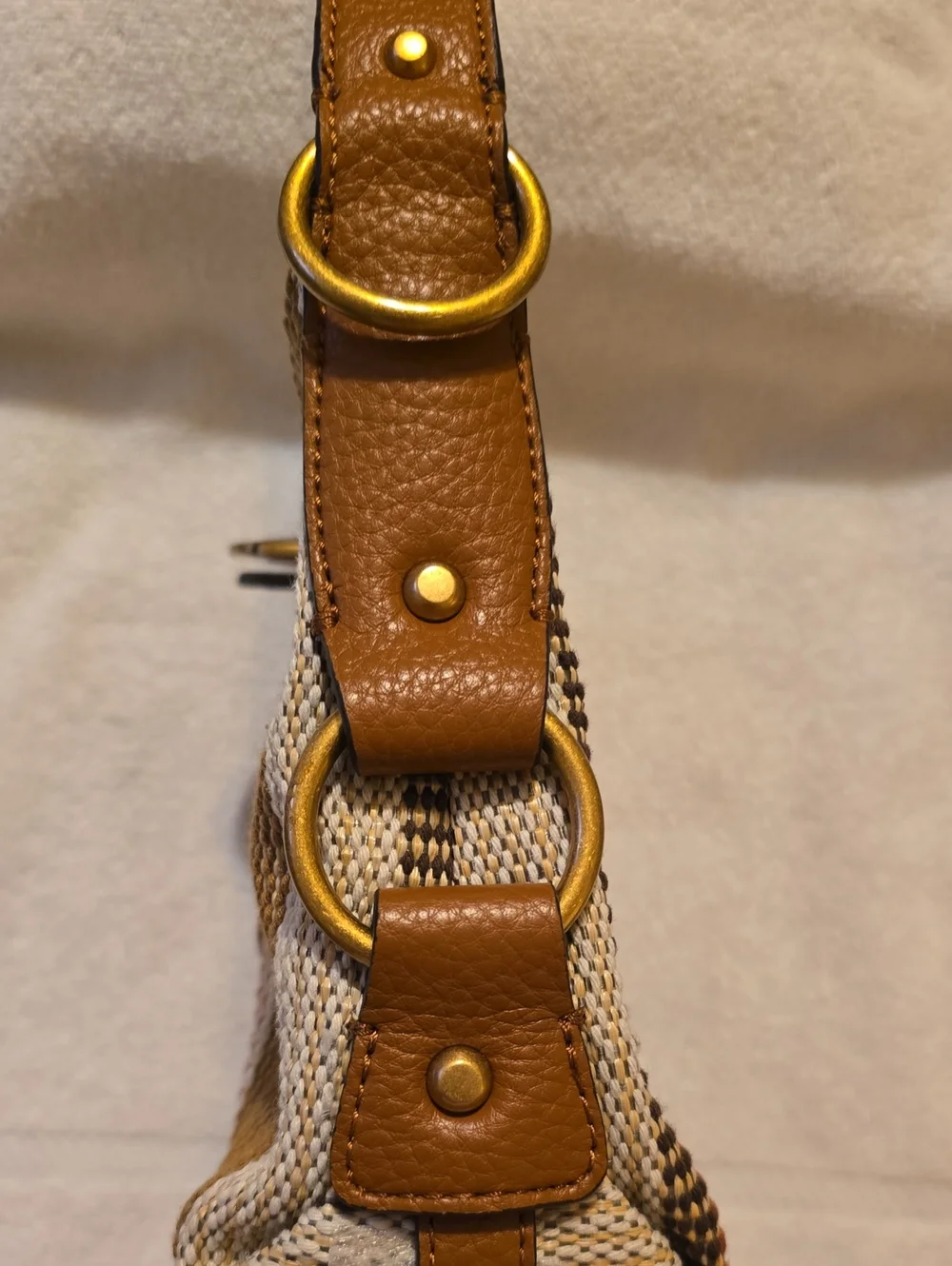 GUESS Camden Mini Striped Canvas Shoulder Purse NWOT